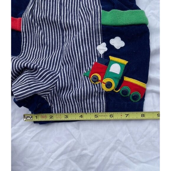 Vintage 70s 80s Boys Sz 18 Month Baby Railroad Stripe Overalls Train Buttons - Picture 11 of 15